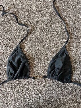 Black Triangle Bikini Top with Gold Accent